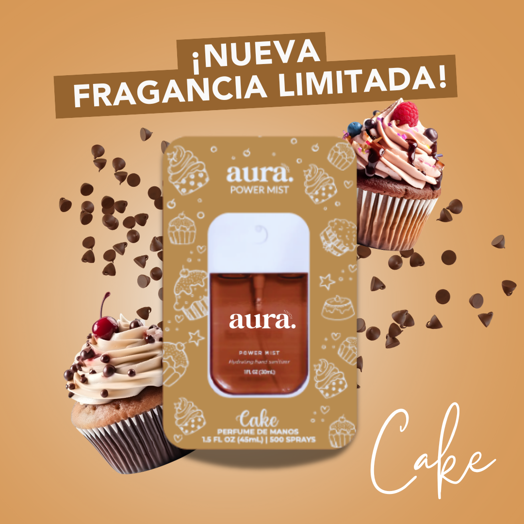 ¡EDICIÓN LIMITADA! PERFUME DE MANOS AURA CAKE + FUNDA COLOR CACAO GRATIS
